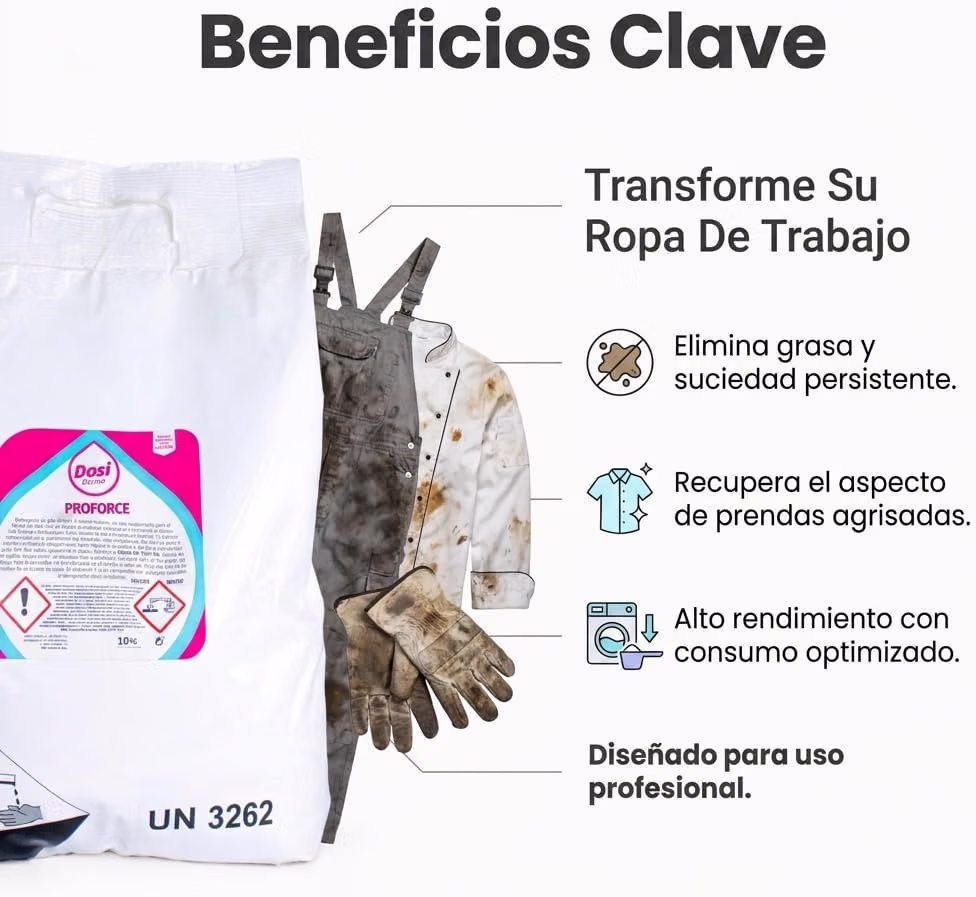 PROFORCE Detergente Profesional 10 kg – 400 lavados - Imagen 5
